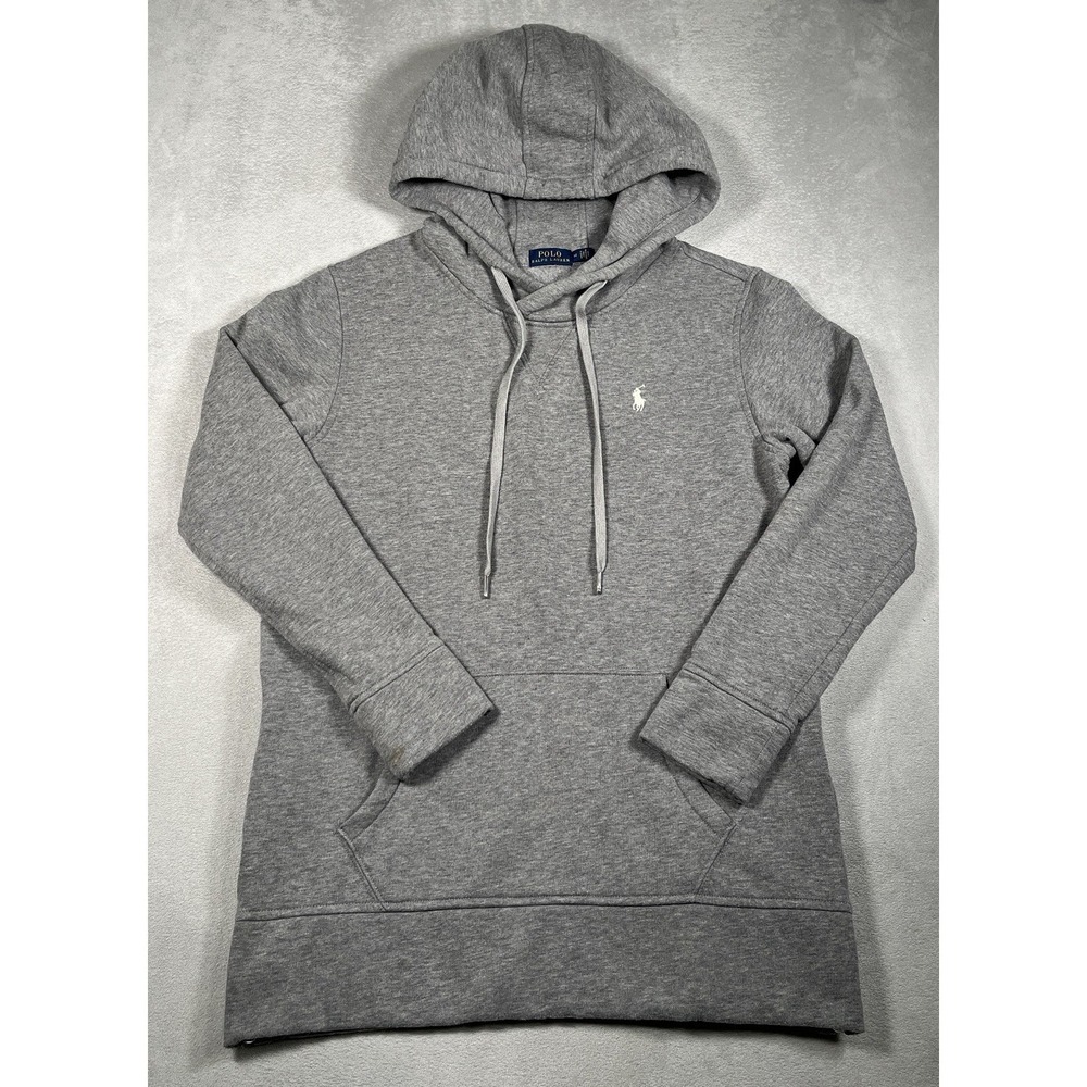 Polo Ralph Lauren Womens Fleece Side Zip Hoodie Sweatshirt Medium Gray Pony Logo